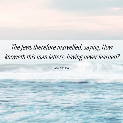 Picture 06 - John 7:15 ASV - The Jews therefore marvelled, saying, How knoweth - Bible Verse Picture