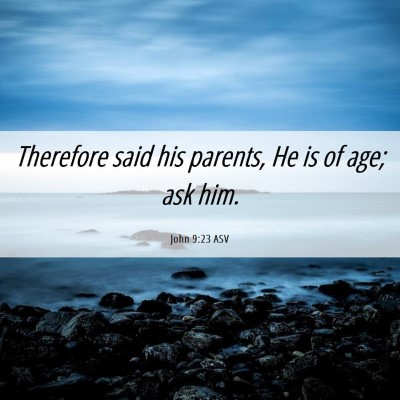 Picture 06 - John 9:23 ASV - Therefore said his parents, He is of age; ask - Bible Verse Picture