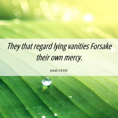 Picture 06 - Jonah 2:8 ASV - They that regard lying vanities Forsake their own - Bible Verse Picture