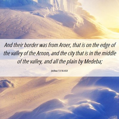 Picture 06 - Joshua 13:16 ASV - And their border was from Aroer, that is on the - Bible Verse Picture
