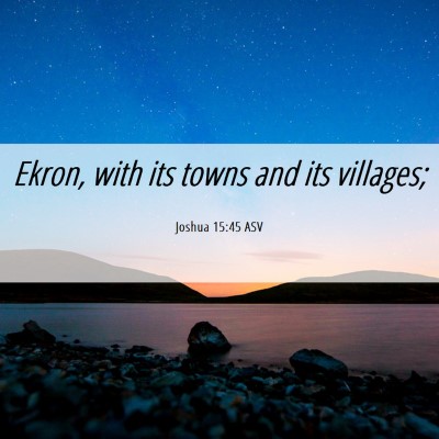 Picture 06 - Joshua 15:45 ASV - Ekron, with its towns and its - Bible Verse Picture