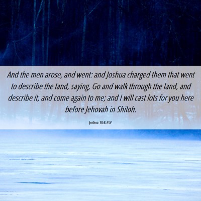 Picture 06 - Joshua 18:8 ASV - And the men arose, and went: and Joshua charged - Bible Verse Picture