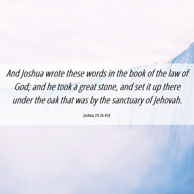 Picture 06 - Joshua 24:26 ASV - And Joshua wrote these words in the book of the - Bible Verse Picture