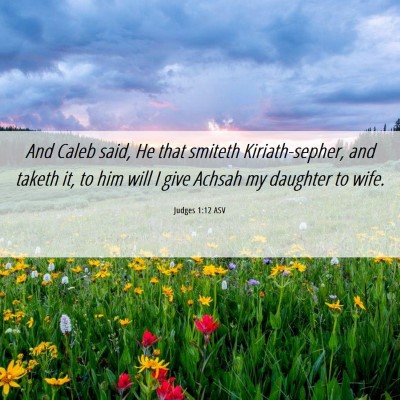 Picture 06 - Judges 1:12 ASV - And Caleb said, He that smiteth Kiriath-sepher, - Bible Verse Picture