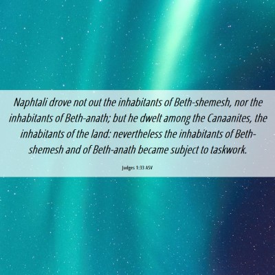 Picture 06 - Judges 1:33 ASV - Naphtali drove not out the inhabitants of - Bible Verse Picture