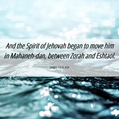 Picture 06 - Judges 13:25 ASV - And the Spirit of Jehovah began to move him in - Bible Verse Picture
