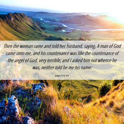 Picture 06 - Judges 13:6 ASV - Then the woman came and told her husband, saying, - Bible Verse Picture