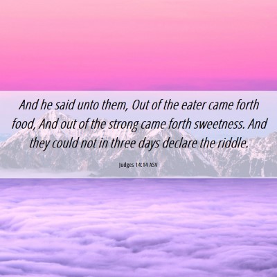 Picture 06 - Judges 14:14 ASV - And he said unto them, Out of the eater came - Bible Verse Picture