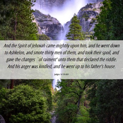 Picture 06 - Judges 14:19 ASV - And the Spirit of Jehovah came mightily upon him, - Bible Verse Picture