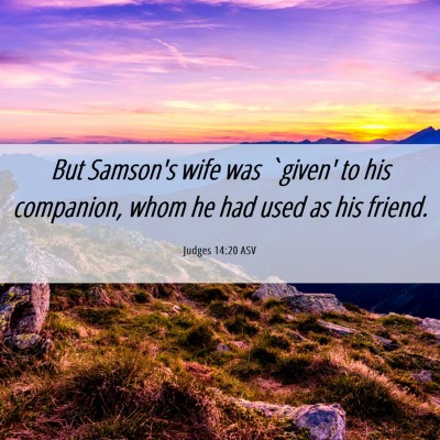 Picture 06 - Judges 14:20 ASV - But Samson's wife was `given' to his companion, - Bible Verse Picture