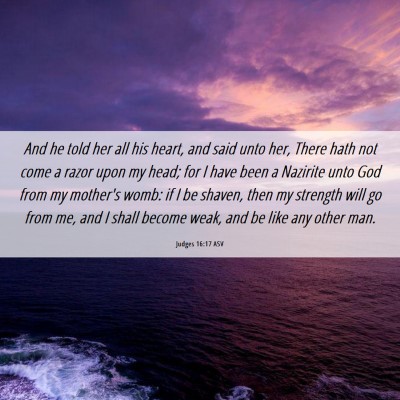 Picture 06 - Judges 16:17 ASV - And he told her all his heart, and said unto her, - Bible Verse Picture