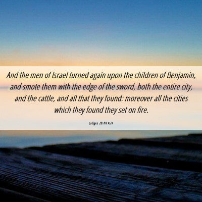 Picture 06 - Judges 20:48 ASV - And the men of Israel turned again upon the - Bible Verse Picture