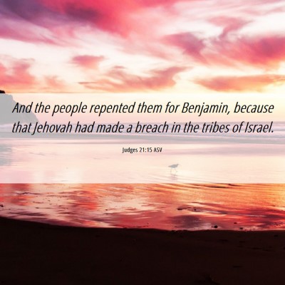 Picture 06 - Judges 21:15 ASV - And the people repented them for Benjamin, - Bible Verse Picture