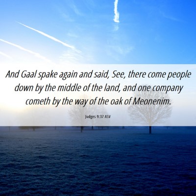 Picture 06 - Judges 9:37 ASV - And Gaal spake again and said, See, there come - Bible Verse Picture