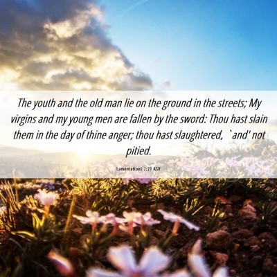Picture 06 - Lamentations 2:21 ASV - The youth and the old man lie on the ground in - Bible Verse Picture