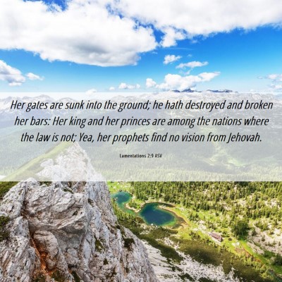 Picture 06 - Lamentations 2:9 ASV - Her gates are sunk into the ground; he hath - Bible Verse Picture