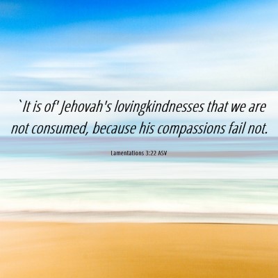 Picture 06 - Lamentations 3:22 ASV - `It is of' Jehovah's lovingkindnesses that we are - Bible Verse Picture