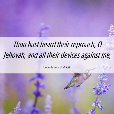 Picture 06 - Lamentations 3:61 ASV - Thou hast heard their reproach, O Jehovah, and - Bible Verse Picture