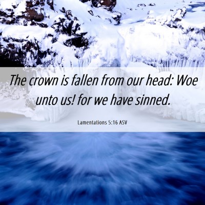 Picture 06 - Lamentations 5:16 ASV - The crown is fallen from our head: Woe unto us! - Bible Verse Picture