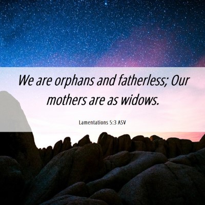 Picture 06 - Lamentations 5:3 ASV - We are orphans and fatherless; Our mothers are as - Bible Verse Picture