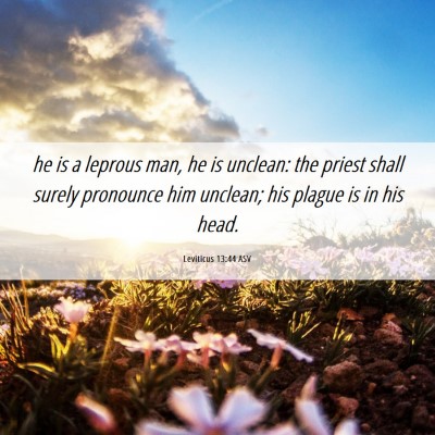 Picture 06 - Leviticus 13:44 ASV - he is a leprous man, he is unclean: the priest - Bible Verse Picture