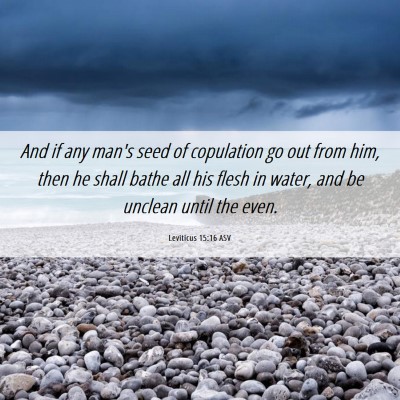 Picture 06 - Leviticus 15:16 ASV - And if any man's seed of copulation go out from - Bible Verse Picture