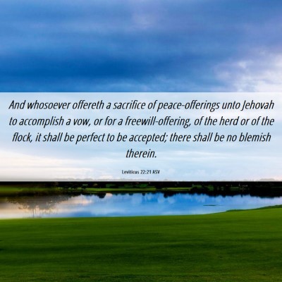Picture 06 - Leviticus 22:21 ASV - And whosoever offereth a sacrifice of - Bible Verse Picture