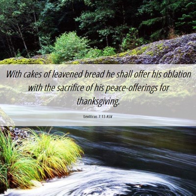 Picture 06 - Leviticus 7:13 ASV - With cakes of leavened bread he shall offer his - Bible Verse Picture