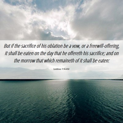 Picture 06 - Leviticus 7:16 ASV - But if the sacrifice of his oblation be a vow, or - Bible Verse Picture