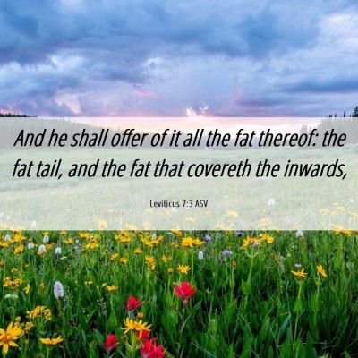Picture 06 - Leviticus 7:3 ASV - And he shall offer of it all the fat thereof: the - Bible Verse Picture