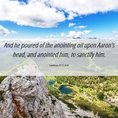 Picture 06 - Leviticus 8:12 ASV - And he poured of the anointing oil upon Aaron's - Bible Verse Picture
