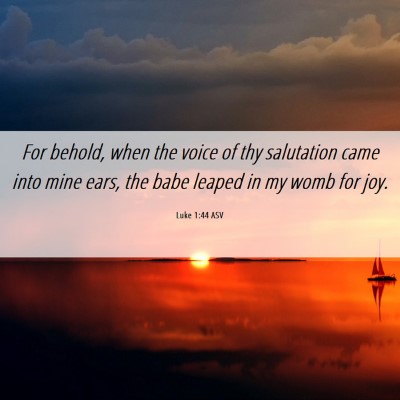 Picture 06 - Luke 1:44 ASV - For behold, when the voice of thy salutation came - Bible Verse Picture