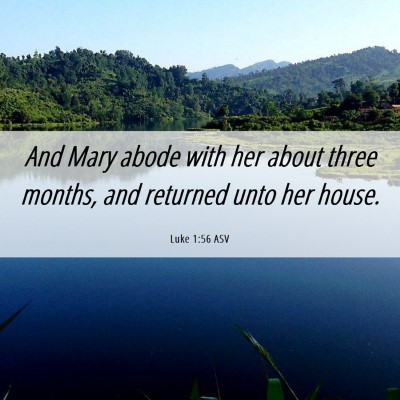Picture 06 - Luke 1:56 ASV - And Mary abode with her about three months, and - Bible Verse Picture