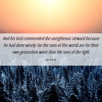 Picture 06 - Luke 16:8 ASV - And his lord commended the unrighteous steward - Bible Verse Picture
