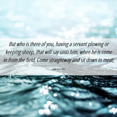 Picture 06 - Luke 17:7 ASV - But who is there of you, having a servant plowing - Bible Verse Picture