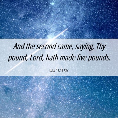 Picture 06 - Luke 19:18 ASV - And the second came, saying, Thy pound, Lord, - Bible Verse Picture