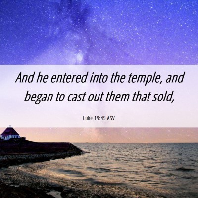 Picture 06 - Luke 19:45 ASV - And he entered into the temple, and began to cast - Bible Verse Picture