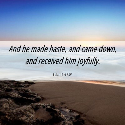 Picture 06 - Luke 19:6 ASV - And he made haste, and came down, and received - Bible Verse Picture