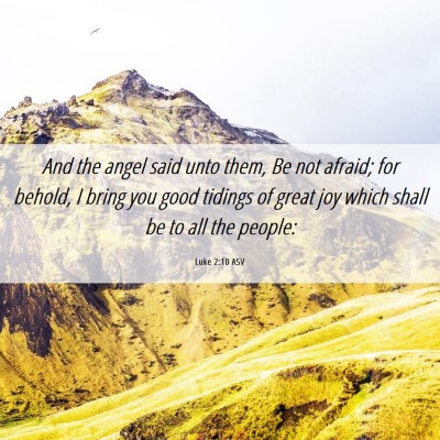 Picture 06 - Luke 2:10 ASV - And the angel said unto them, Be not afraid; for - Bible Verse Picture