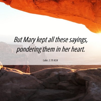 Picture 06 - Luke 2:19 ASV - But Mary kept all these sayings, pondering them - Bible Verse Picture