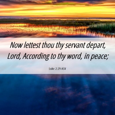 Picture 06 - Luke 2:29 ASV - Now lettest thou thy servant depart, Lord, - Bible Verse Picture