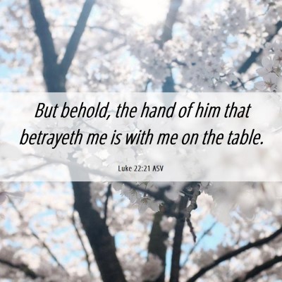 Picture 06 - Luke 22:21 ASV - But behold, the hand of him that betrayeth me is - Bible Verse Picture