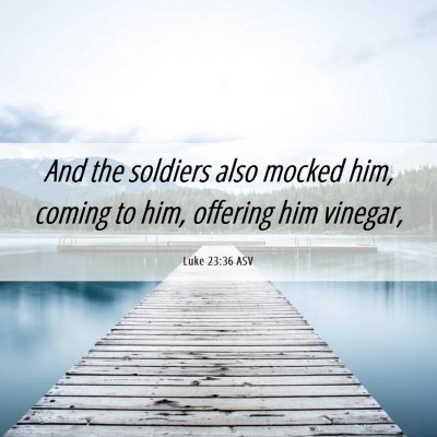 Picture 06 - Luke 23:36 ASV - And the soldiers also mocked him, coming to him, - Bible Verse Picture