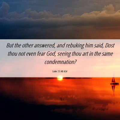 Picture 06 - Luke 23:40 ASV - But the other answered, and rebuking him said, - Bible Verse Picture
