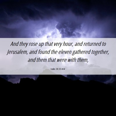 Picture 06 - Luke 24:33 ASV - And they rose up that very hour, and returned to - Bible Verse Picture