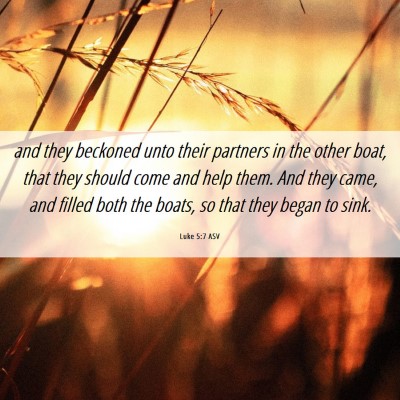 Picture 06 - Luke 5:7 ASV - and they beckoned unto their partners in the - Bible Verse Picture
