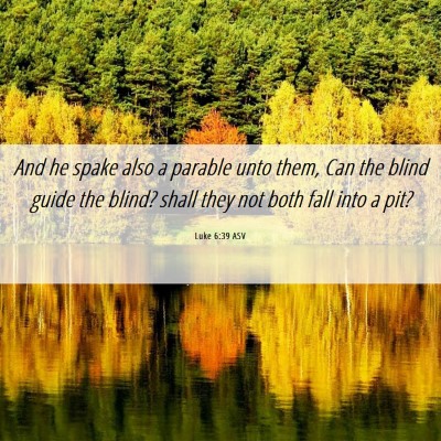 Picture 06 - Luke 6:39 ASV - And he spake also a parable unto them, Can the - Bible Verse Picture