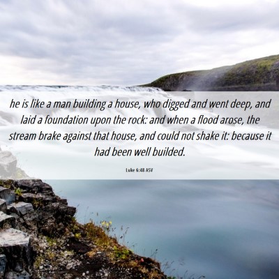 Picture 06 - Luke 6:48 ASV - he is like a man building a house, who digged and - Bible Verse Picture