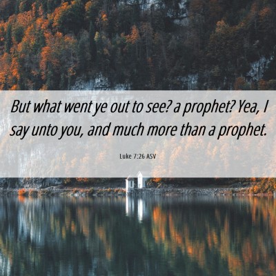 Picture 06 - Luke 7:26 ASV - But what went ye out to see? a prophet? Yea, I - Bible Verse Picture