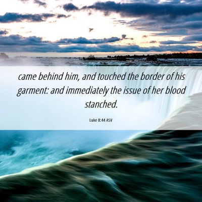 Picture 06 - Luke 8:44 ASV - came behind him, and touched the border of his - Bible Verse Picture